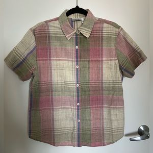 VINTAGE collared pink and green button down